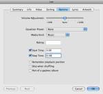 Change start and stop time so the track is only 30 seconds long